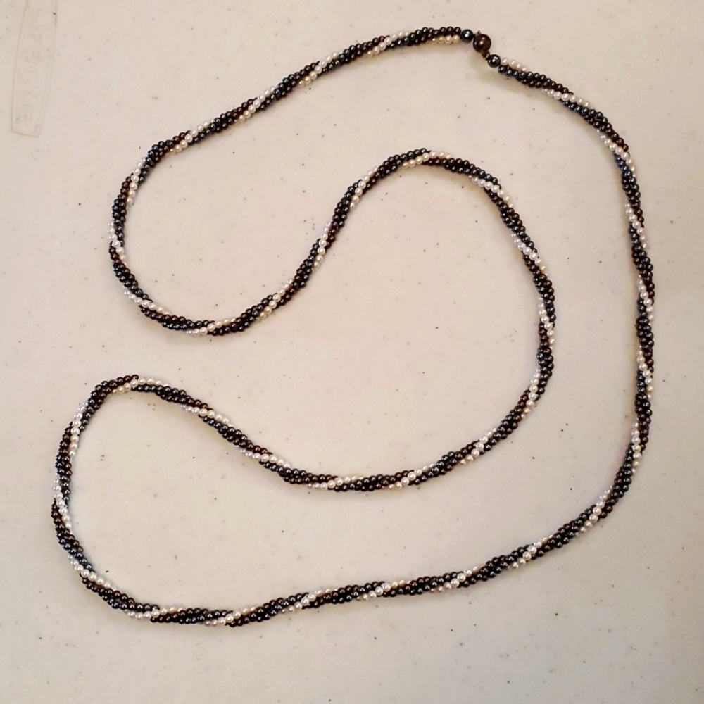 50" double it up necklace faux pearl bead